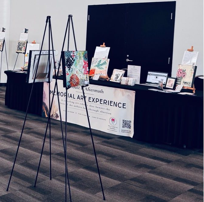 The Tribute exhibit — letters and framed prints on display